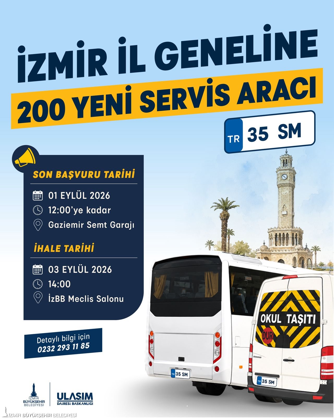İzmir Büyükşehir Belediyesi, kent genelinde hizmet verecek servis aracı sayısını