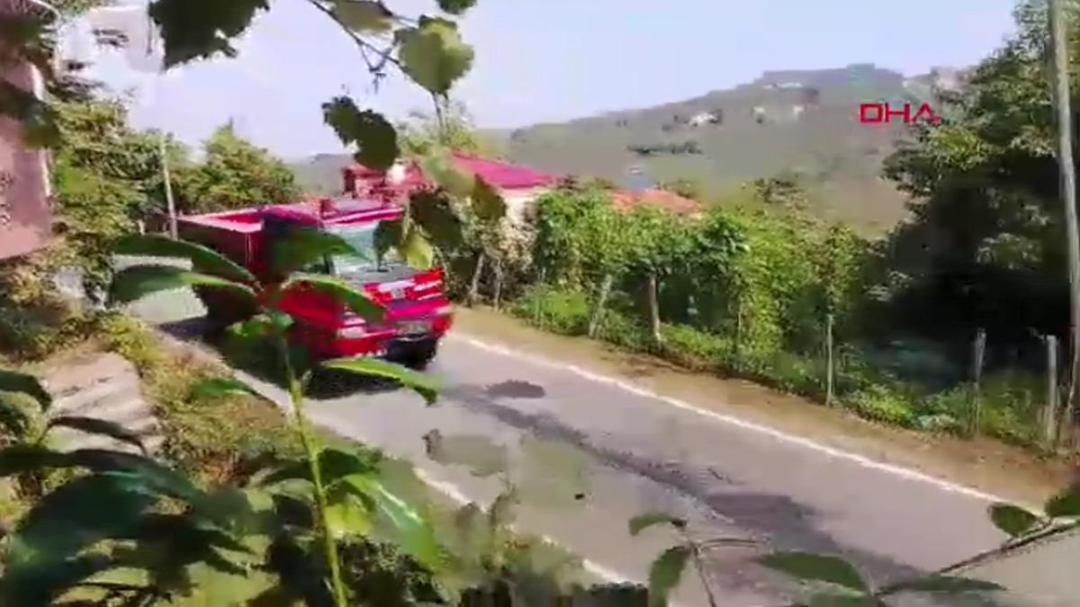 Giresun'un Piraziz ilçesi Deregözü mevkiinde yüksek gerilim hattı çalışması yaptığı